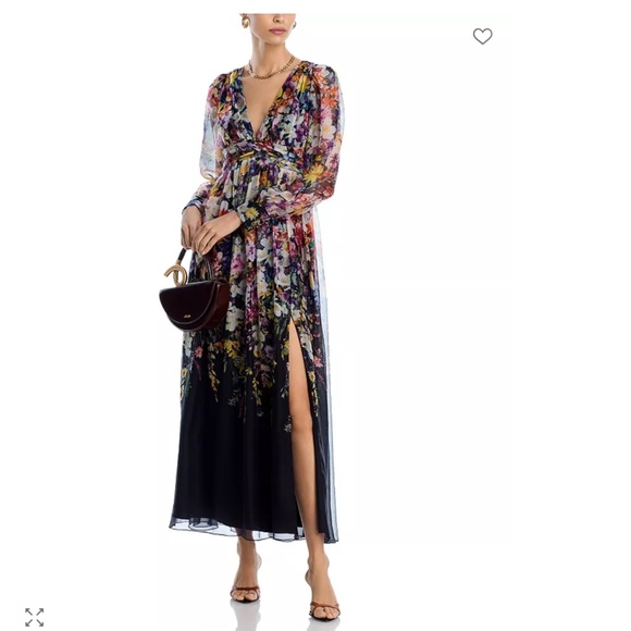 AQUA Placed Floral Maxi Dress NWT – Black/Multi, Size Medium - Picture 1 of 3